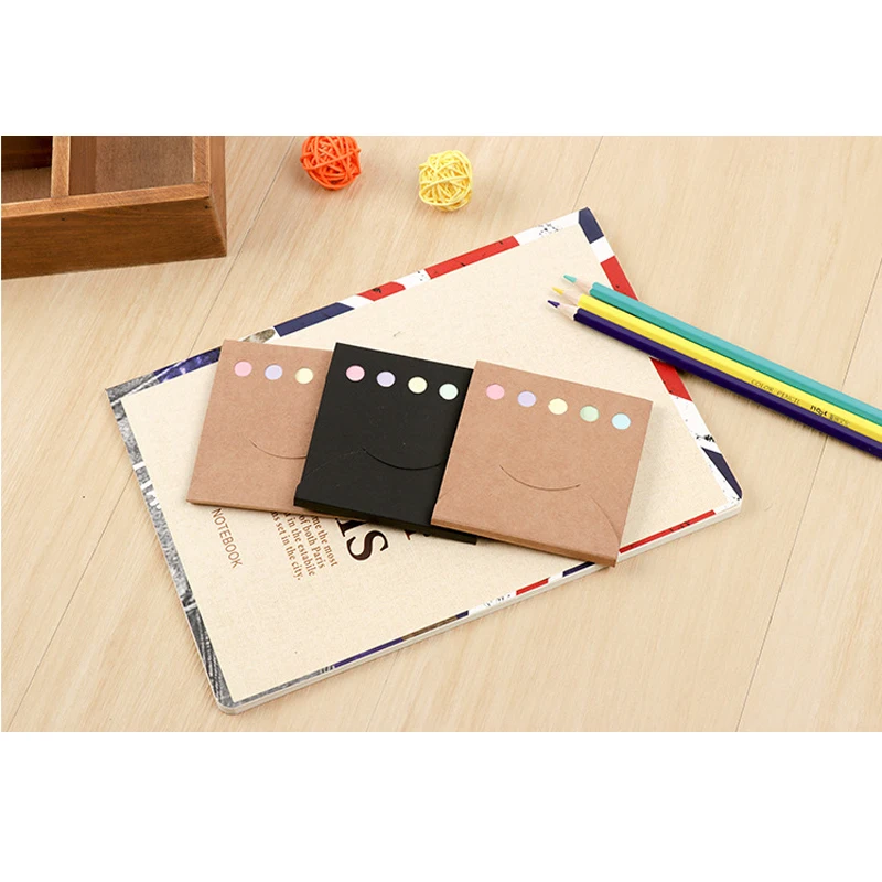 100pcs /pack Kraft Black Paper Cover Memo Pad Sticky Notes Stationery Sticker Planner Stickers Notepads Office School Supplies |