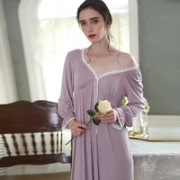 nightgown women nightwear modal romantic sleepwear dress