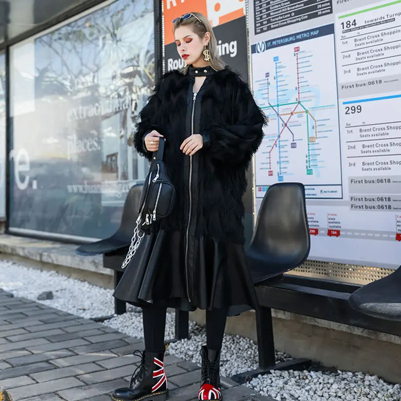 XITAO Tide Лоскутная искусственная кожа с кисточками пальто модного размера плюс