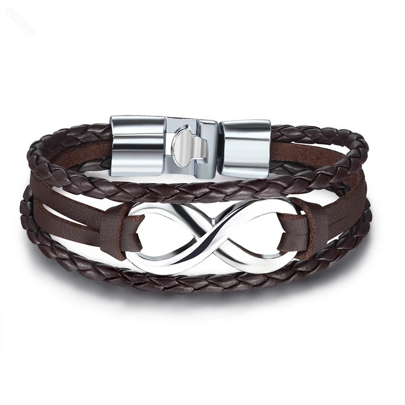 Высококачественный кожаный браслет 2019 модный для женщин бесконечность