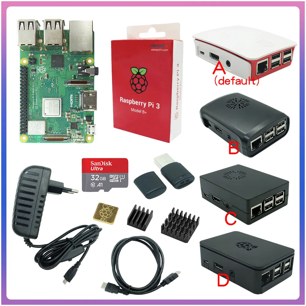 Raspberry Pi 3 Model B Plus with WiFi&Bluetooth+ABS Case+CPU Fan+3A Power with ON/OFF Switch+Heat Sink for Raspberry Pi 3B+