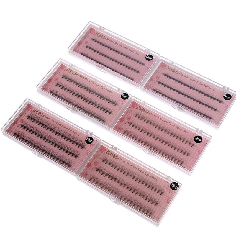 60 узлов/коробка черные натуральные накладные ресницы индивидуальный кластер для