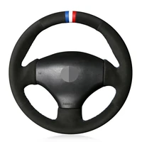 car steering wheel cover diy non slip black genuine leather suede for peugeot 206 1998 2005 206 sw 2003 2005 206
