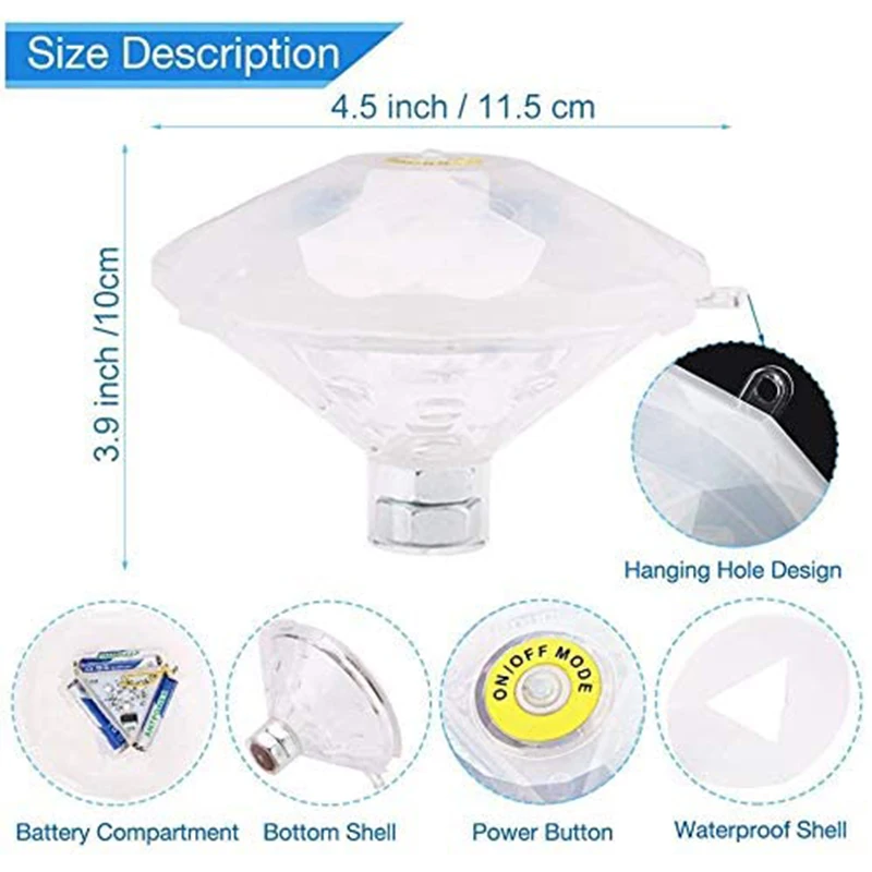 Светильник для бассейна светодиодная лампа с аккумулятором 7 режимами работы