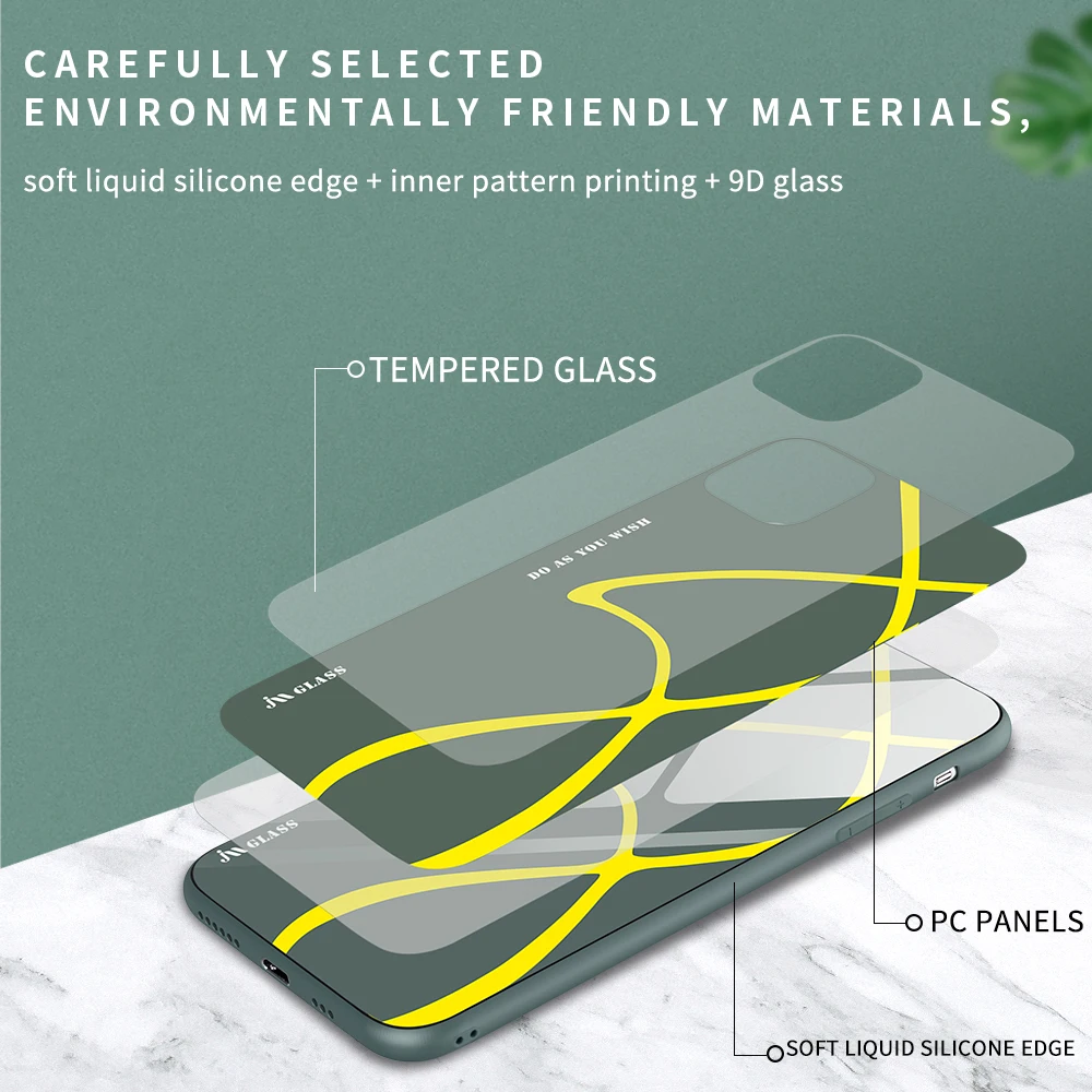 Geometric Tempered Glass Case iPhone 11 Pro Max Xr Xs Liquid Silicone Cover For 6s 7 8 Plus Ultra-Thin Phone Shell Coque | Мобильные