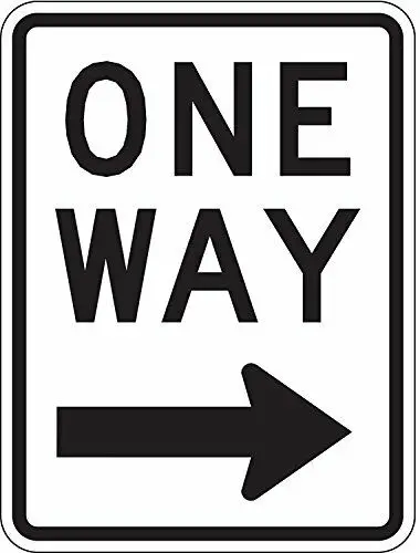 

ONE WAY RIGHT ARROW Black & White Aluminum, Metal Sign 8X12