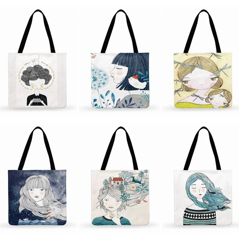 Женская сумка тоут с принтом скандинавского искусства для девушек повседневная