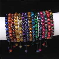 8mm natural stone adjustable handmade braided couples bracelet woven tiger eye stone beads bracelets bracelet for women men gift