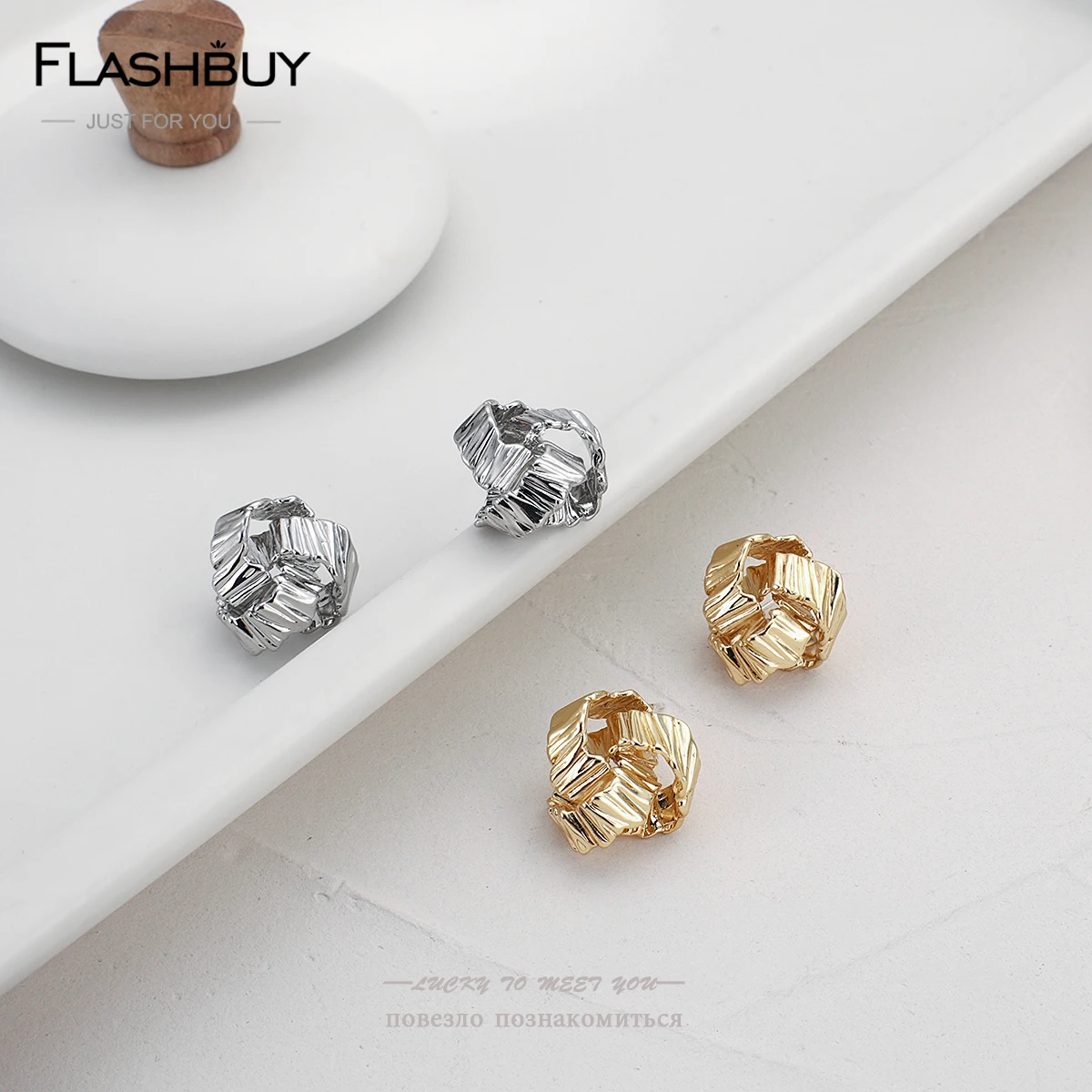 Flashbuy Новая мода витые серьги гвоздики для женщин заявление цвета: золотистый