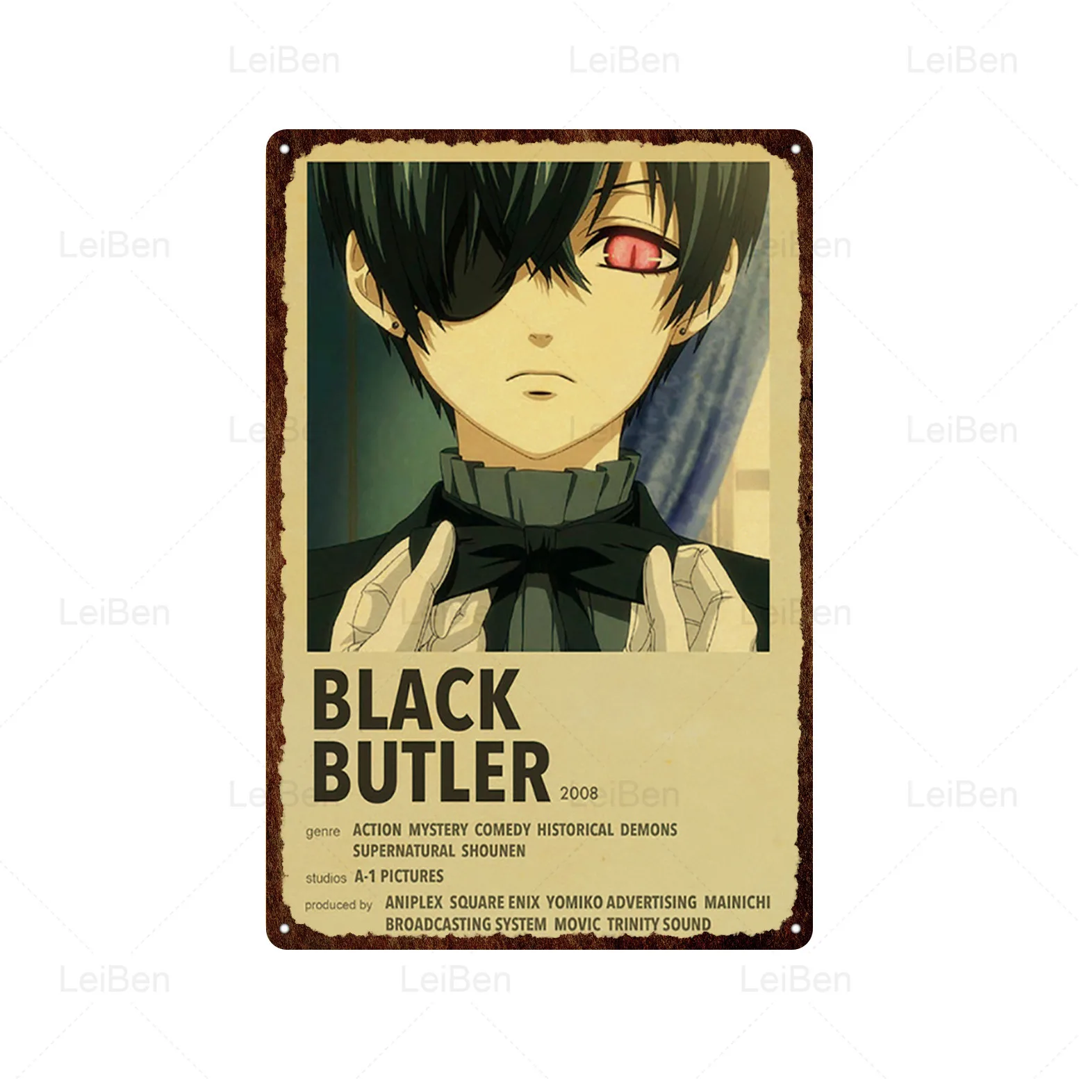 Аниме металлическая пластина Черный Батлер Токийский Гуль Ретро табличка