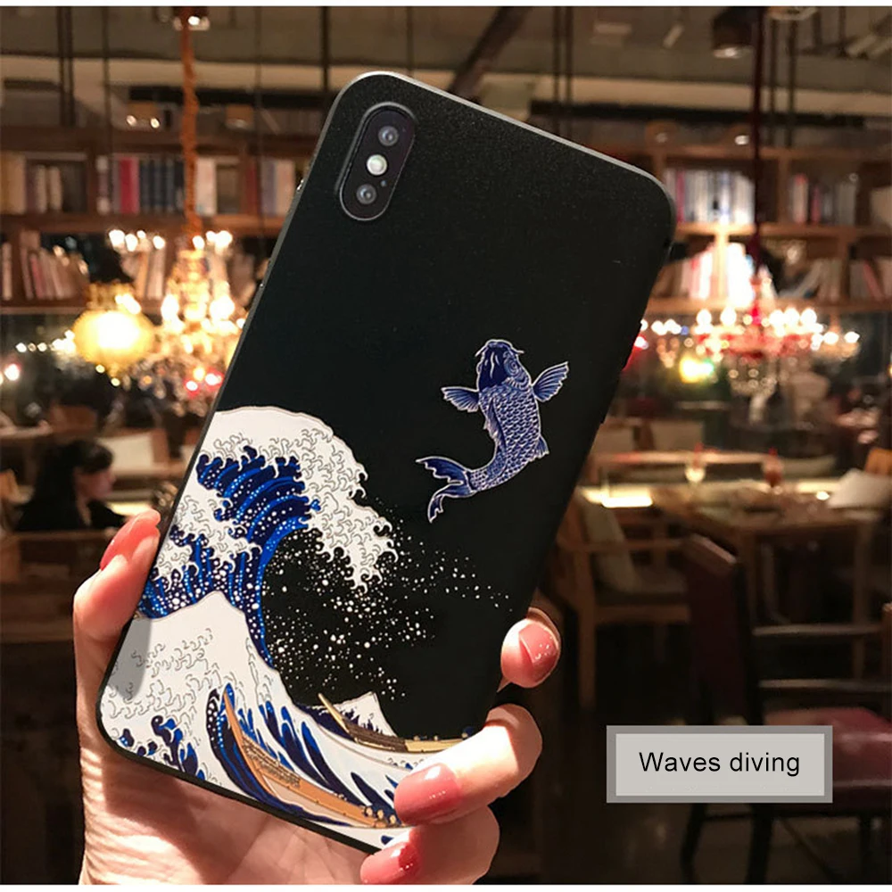 3D картина морская волна Телефон чехол для iPhone 7 6s 8 XR XS Plus китайский стиль пара 11 Pro
