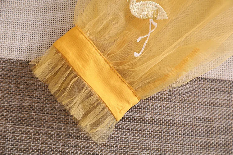 Высококачественное осеннее женское Сетчатое платье с вышивкой в виде лебедя