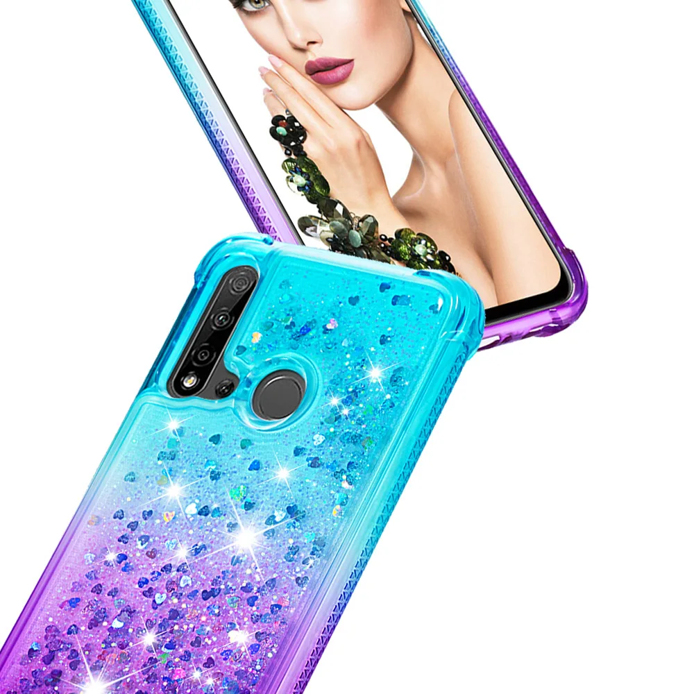 Ударопрочный Блестящий жидкий блестящий чехол с бриллиантами для huawei P20 Lite 2019 из