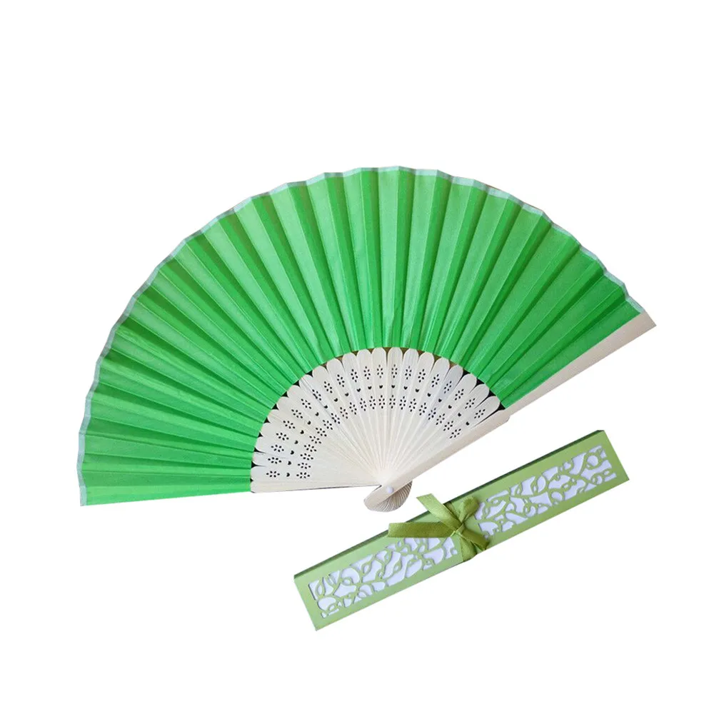 1pc Folding Fans Hot Sale Box Stunning Silk With Gift Wedding Favours Beach Party Colorful Dropshipping H5 | Дом и сад