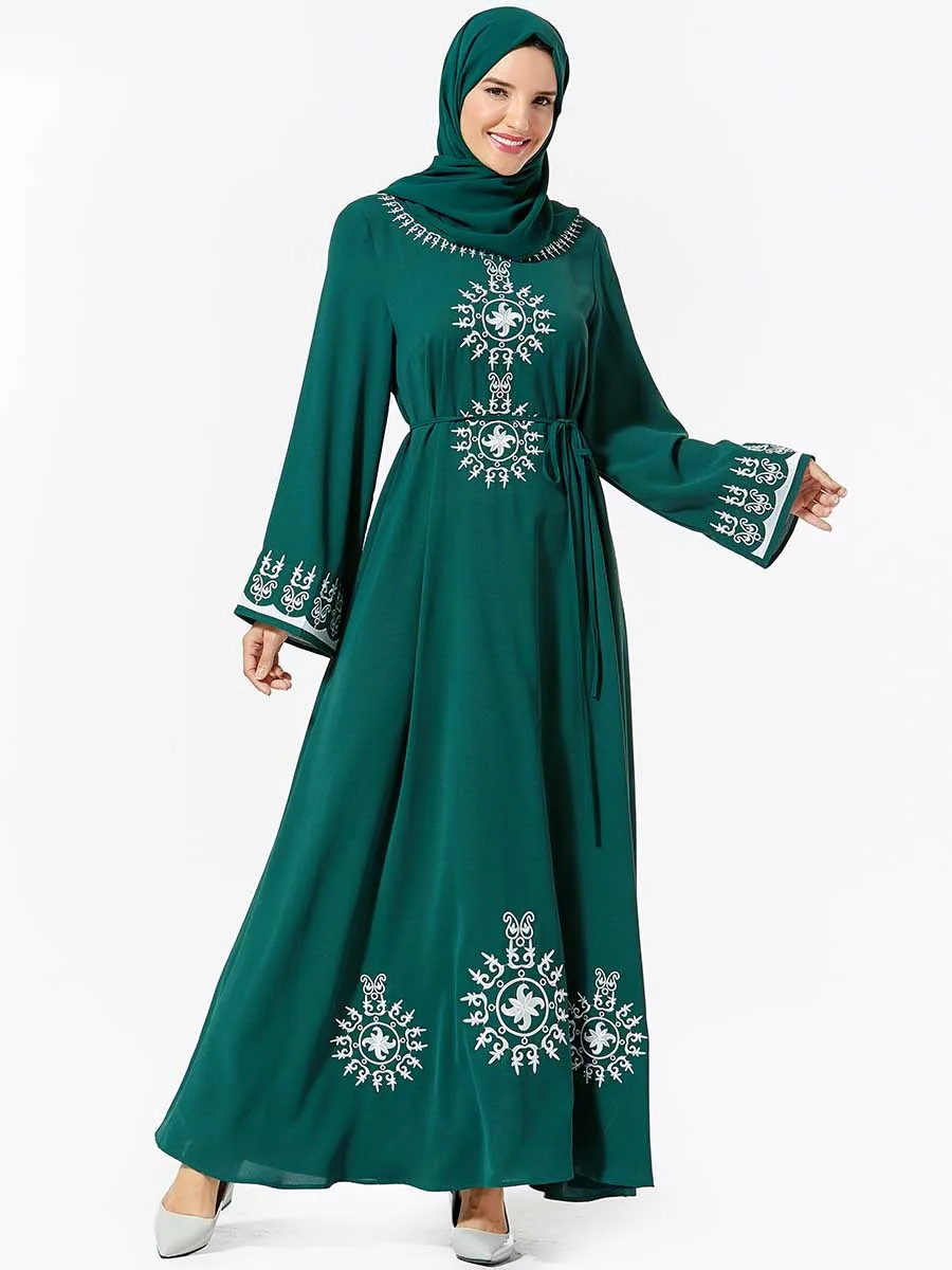 Мусульманская одежда размера плюс арабское большое платье-кимоно с вышивкой на