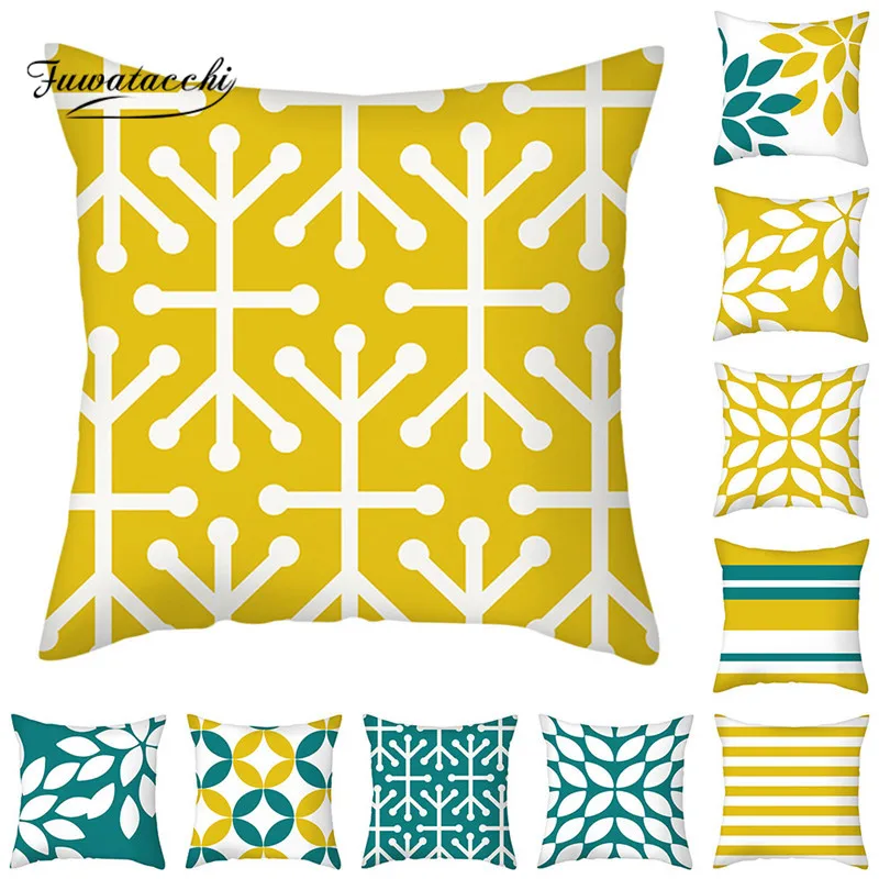 Чехол на подушку Fuwatacchi с геометрическим рисунком в скандинавском стиле зеленый