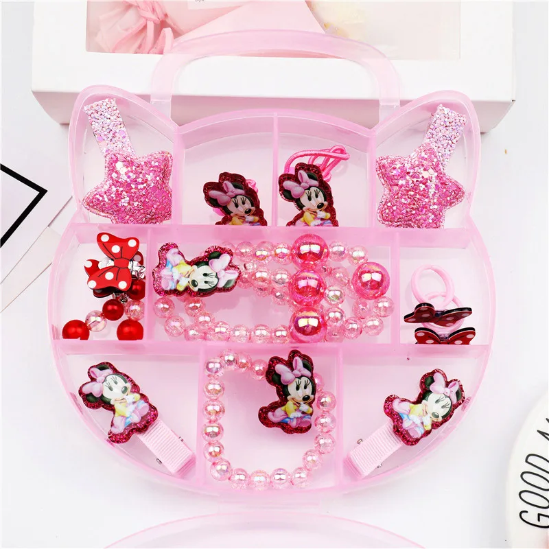 Minnie mouse series Рождественские/вечерние украшения для волос с красными бантами заколки Микки Когти для волос помпон эластичные резинки для волос весь набор аксессуары для волос для девочек - Цвет: Minnie mouse series