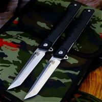 pegasi japan hunting d2 60hrc quick open g10 folding knife ebony folding knife outdoor mirror light tactical knife