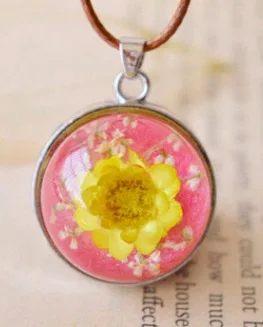 1 шт. сушеный цветок ожерелье Настоящее forget-me-Not живое растение Посеребренная Подвеска ожерелье ювелирные изделия - Окраска металла: 22