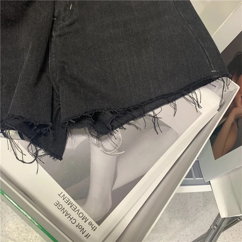 

Summer 2021 New Denim Shorts Women's High Waist Thin Raw Edge Wild Wide Leg Short Pants Streetwear Sexy Hot Pants Female Trend