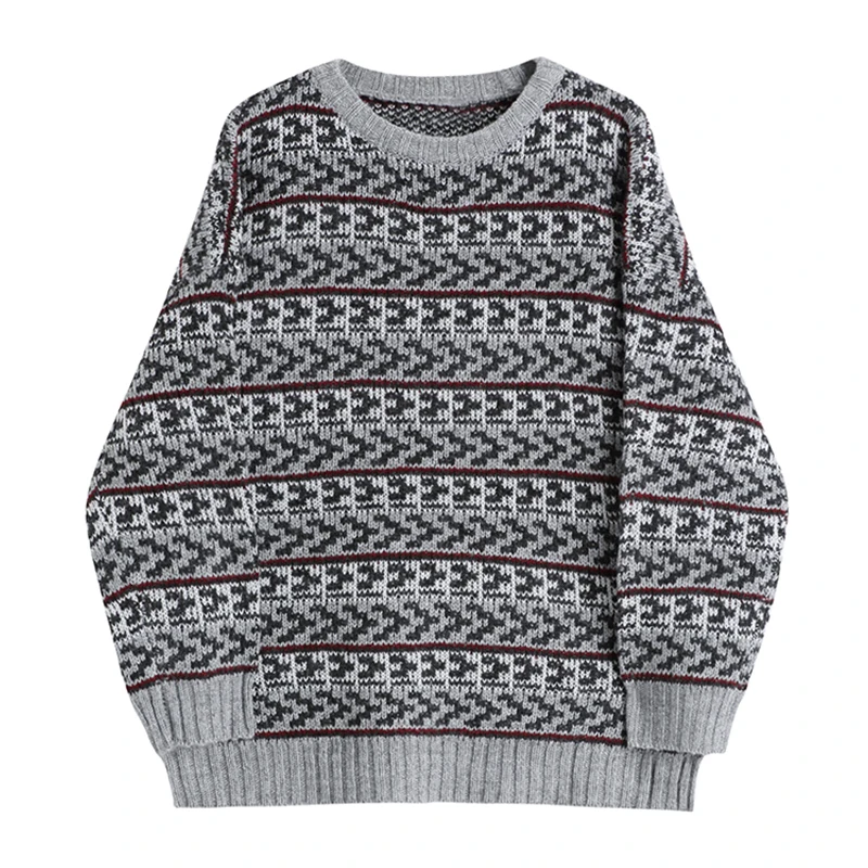 Женский винтажный свитер в полоску элегантный вязаный Свитер оверсайз с длинным