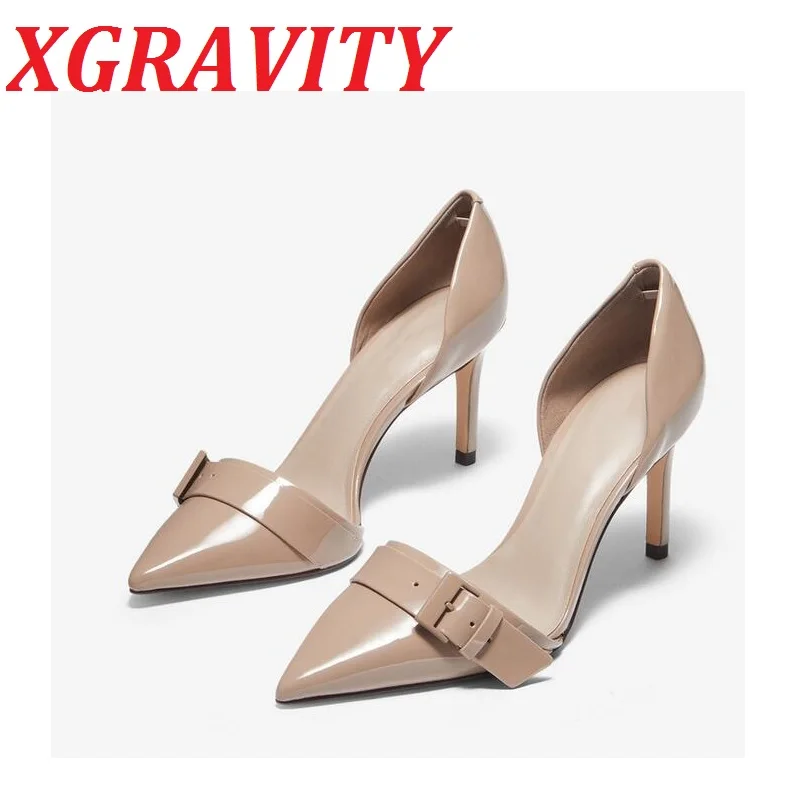XGRAVITY Для летних вечеринок обувь на высоком каблуке с острым носком Туфли высоких