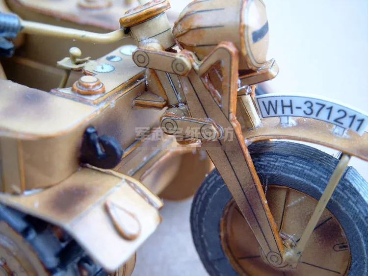 Фото В масштабе 1:25 немецкий WW2 Sd.Kfz.2 Kettenkrad мотоцикл автомобиль DIY Бумажная модель набор игрушечные Пазлы ручной работы №5
