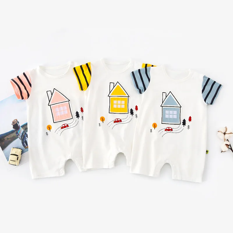 Одежда для новорожденных летние детские комбинезоны с короткими рукавами