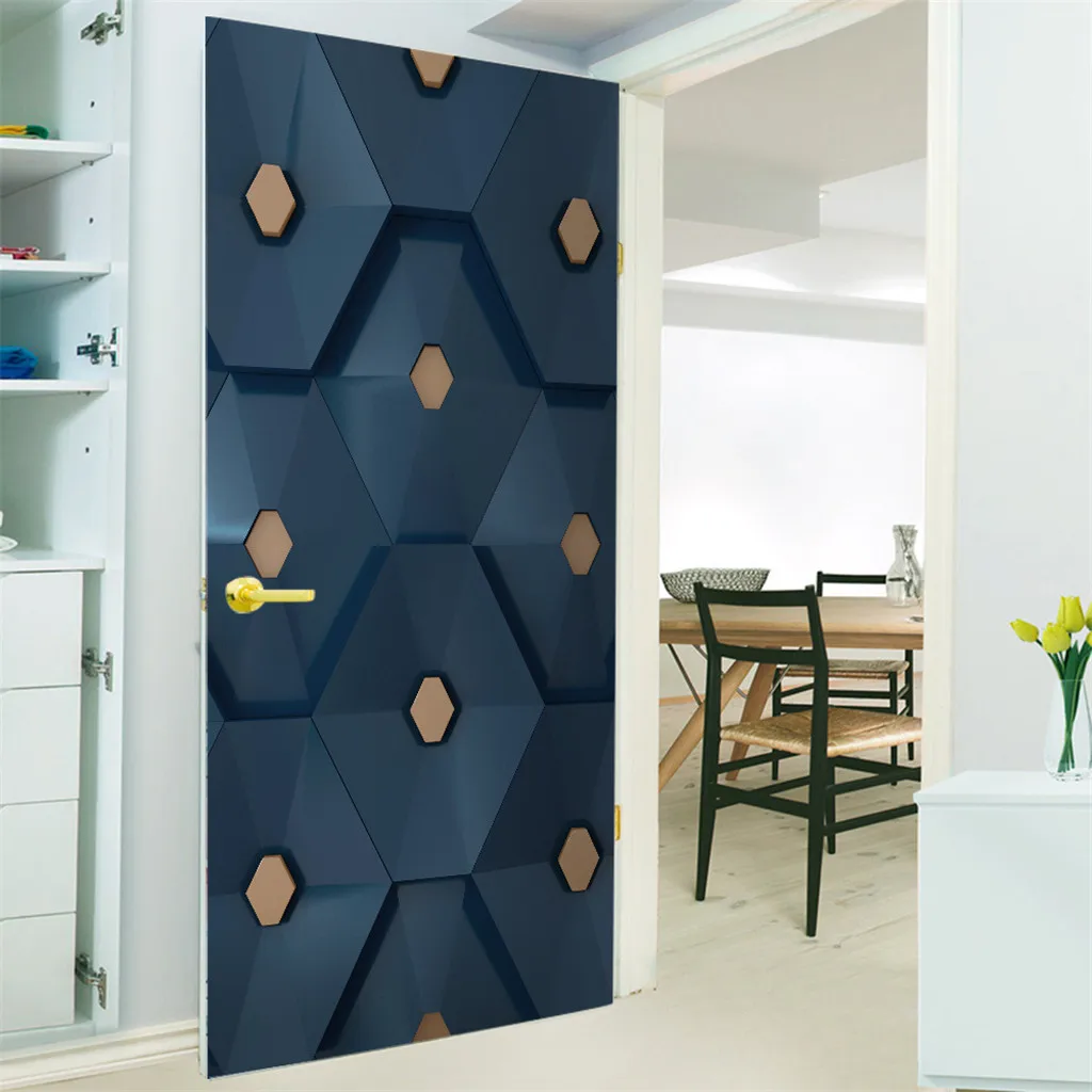 ПВХ самоклеящаяся Спальня 3D геометрическая дверная наклейка сделай сам роспись
