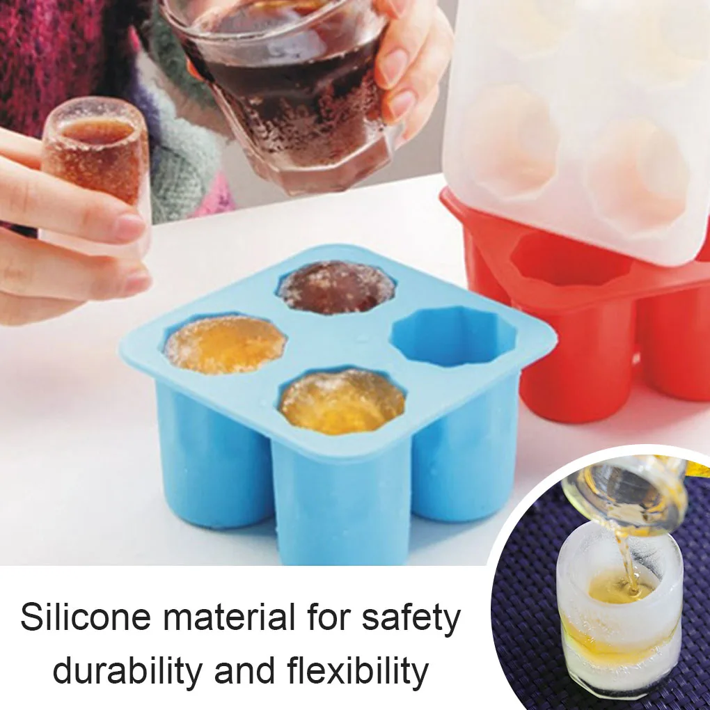 

Ice Mold 4-Cavity Silicone Ice Cube Tray Portable Flexible Mould Cup Kitchen Utensil Bakeware Christmas Party Ice Cup Bar Tools