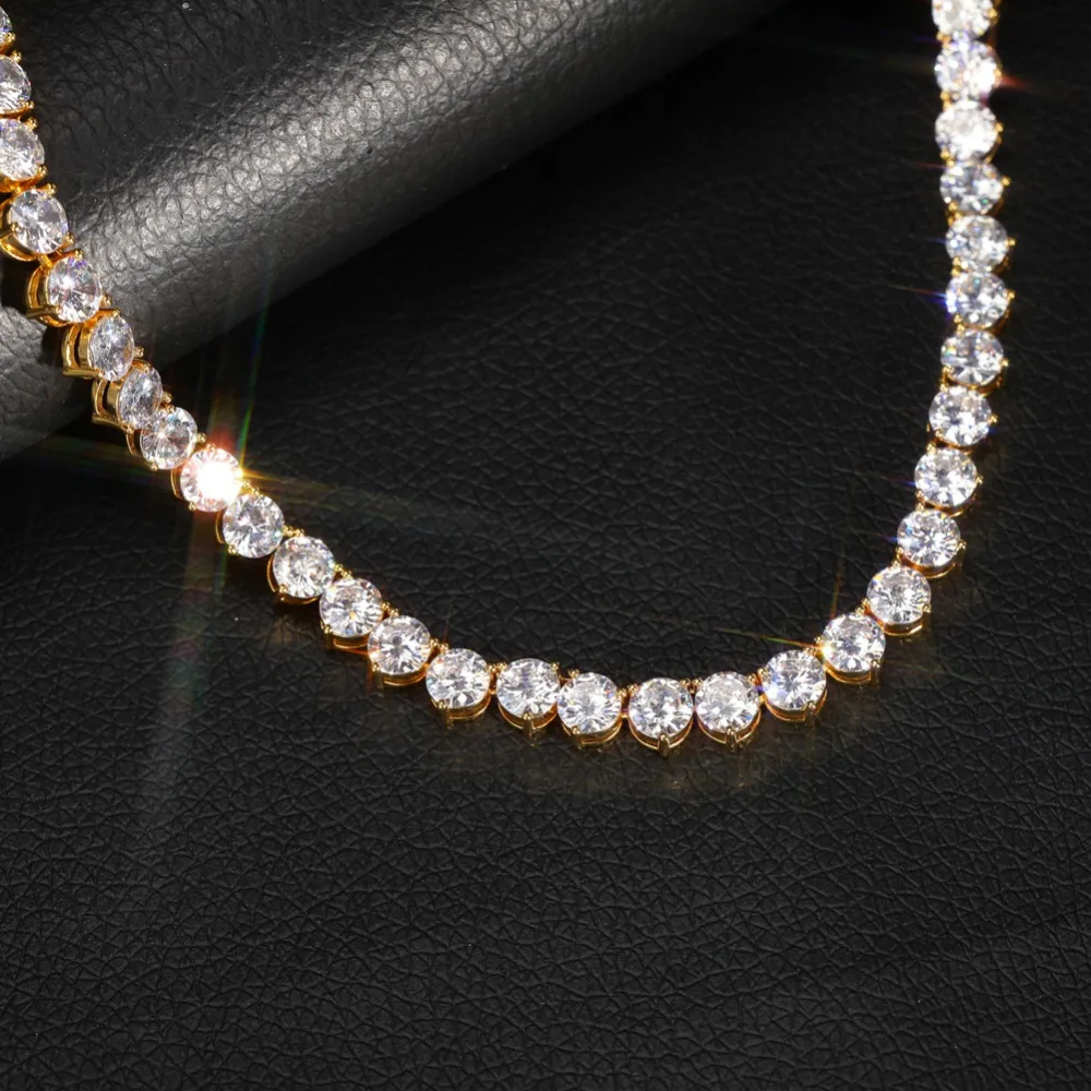 TOPGRILLZ Bling 3 зубец теннисная цепочка ожерелье 4 мм 6 мм мужская хип хоп Шарм Золото/Серебро Цвет ювелирные изделия Iced Out AAA кубический цирконий