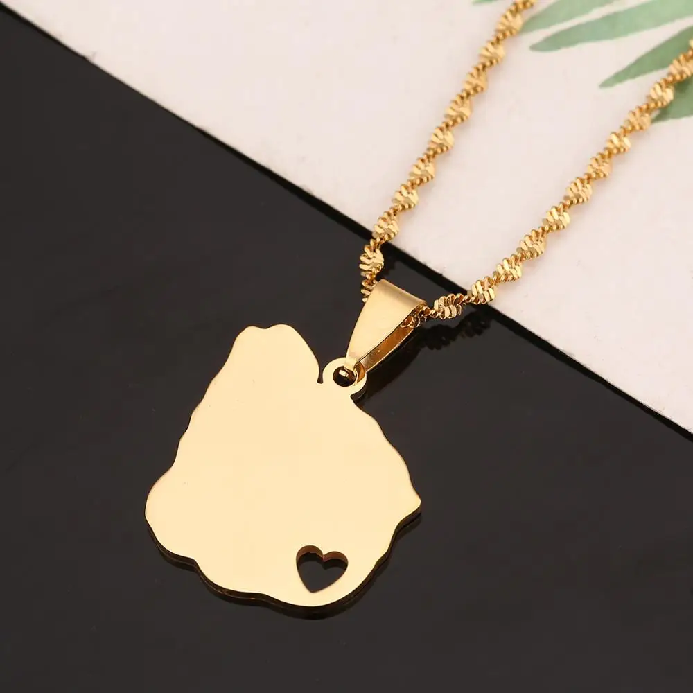 Подвеска из нержавеющей стали с картой в виде карты форме сердца ювелирные