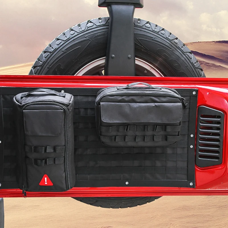 Цена Автомобильные аксессуары, сумки для хранения на заднюю дверь, набор инструментов, органайзер, коврик для кемпинга для Jeep Wrangler Jk Jl 2007-2018 + сумк...