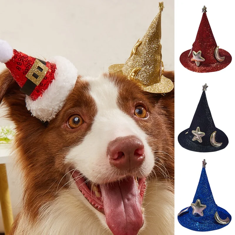 

Sequin Christmas Hat for Pet Dog Cat Xmas Party Headwear Supplies With Adjustable Strap Dog Cosplay Costume Accessories