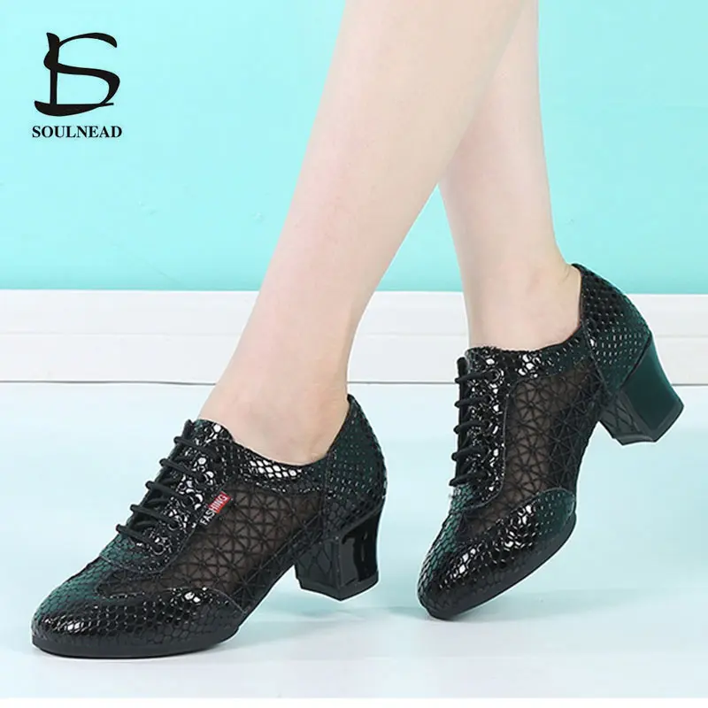 Jazz Dance Shoes For Women Latin Ballroom Female Salsa Tango Shoes White Mesh Soft Woman's Practice Dancing Shoes Dance Sneakers
