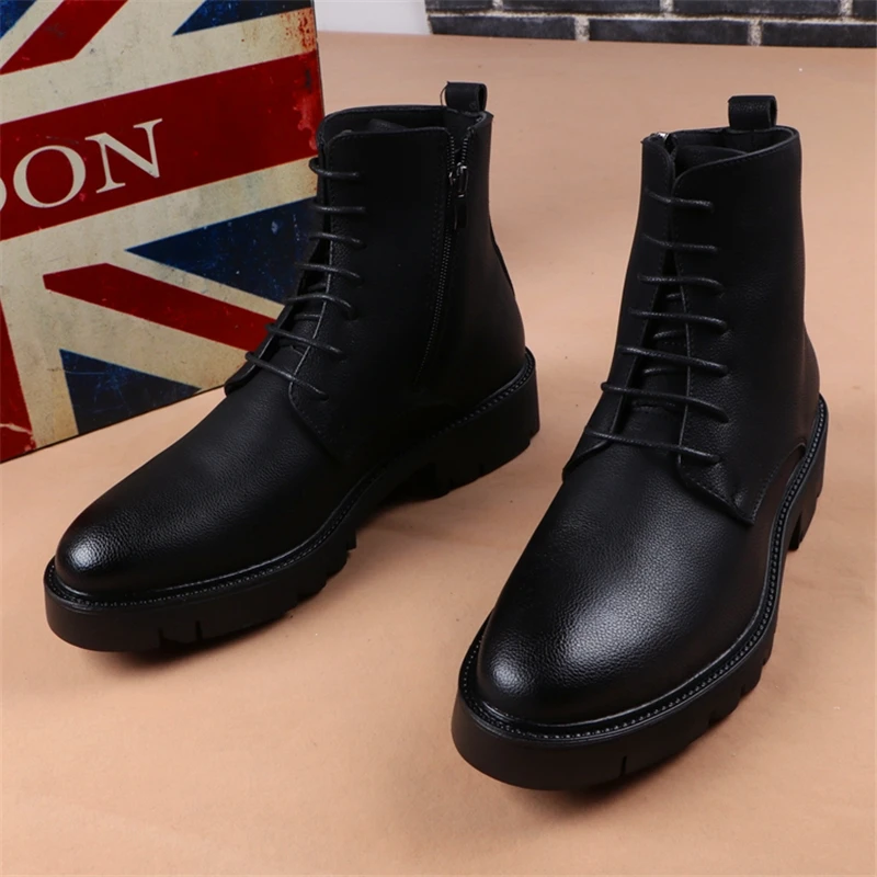 Ботинки мужские зимние из натуральной кожи на молнии меху | Обувь