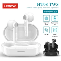2021 original lenovo ht08 wireless blutooth earphones wmic tws hifi stereo touch control v5 0 hd call earbuds with charger case