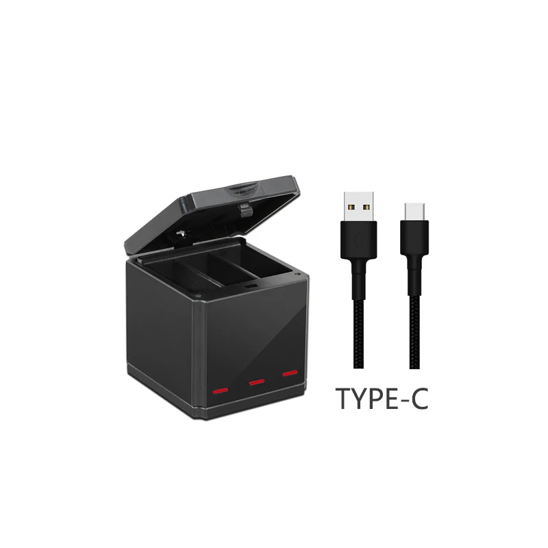 Для GoPro Hero 8 батареи 3 в 1 зарядное устройство Android type-C кабель сумка для хранения