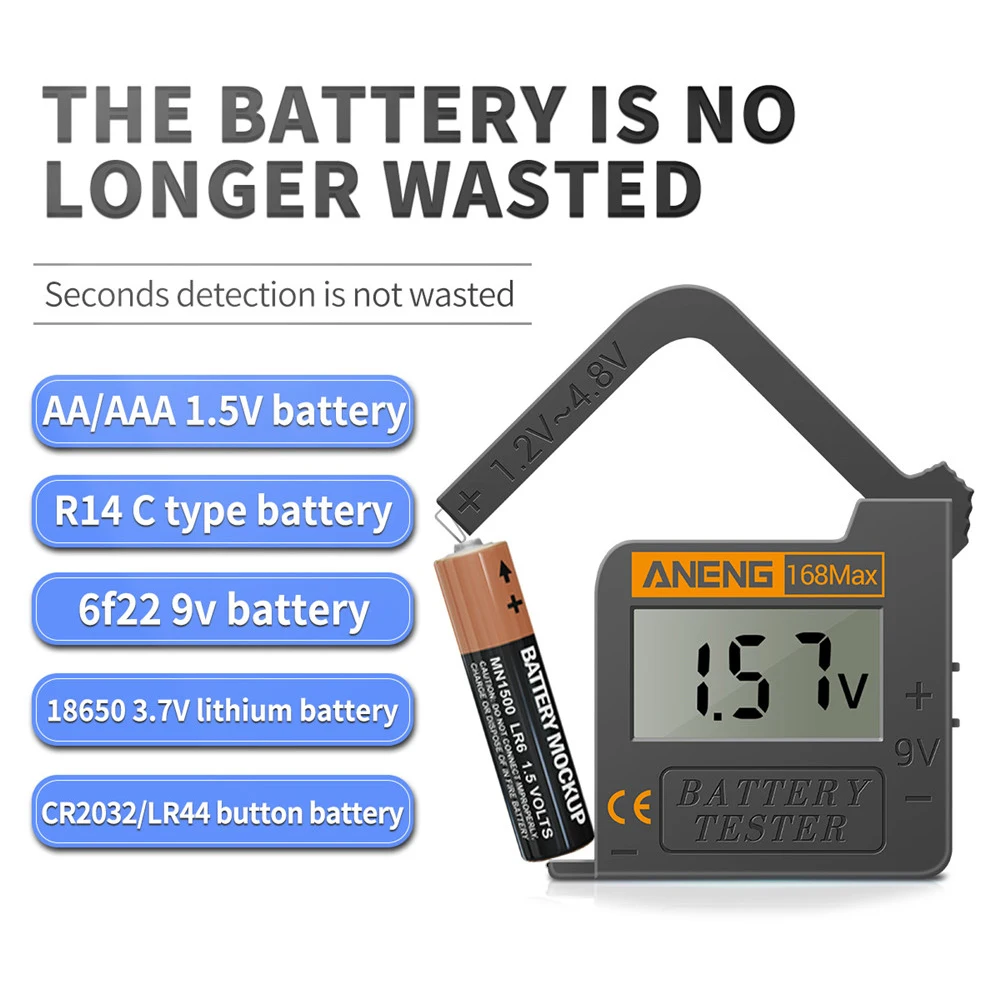 

Digital Battery Tester Lithium Battery Capacity Tester Universal Checkered Load Analyzer Display Check AAA 1.5V 3.7V Button Cell