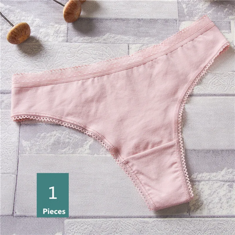 Pink Женское нижнее белье, нижнее белье, сексуальные хлопковые трусики для женщин, стринги, одноцветные бесшовные стринги, трусики, нижнее белье - Цвет: Pink