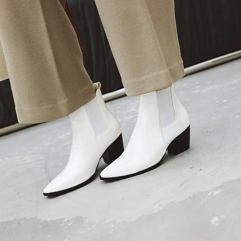 Женские ботинки Сезон осень зима Ботильоны на высоком каблуке с квадратным