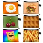 Кошелек с забавным рисунком в виде еды, милый кошелек, мини-кошельки с изображением гамбургера, картофеля фри, для девочек, брелок, сумка для денег, женская сумка для губной помады