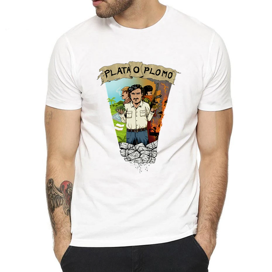 

Pablo Escobar Narcos T Shirt Cotton O-Neck Short Sleeve Summer Casual Hipster Swag Plata O Plomo T-Shirt Vintage T Shirt