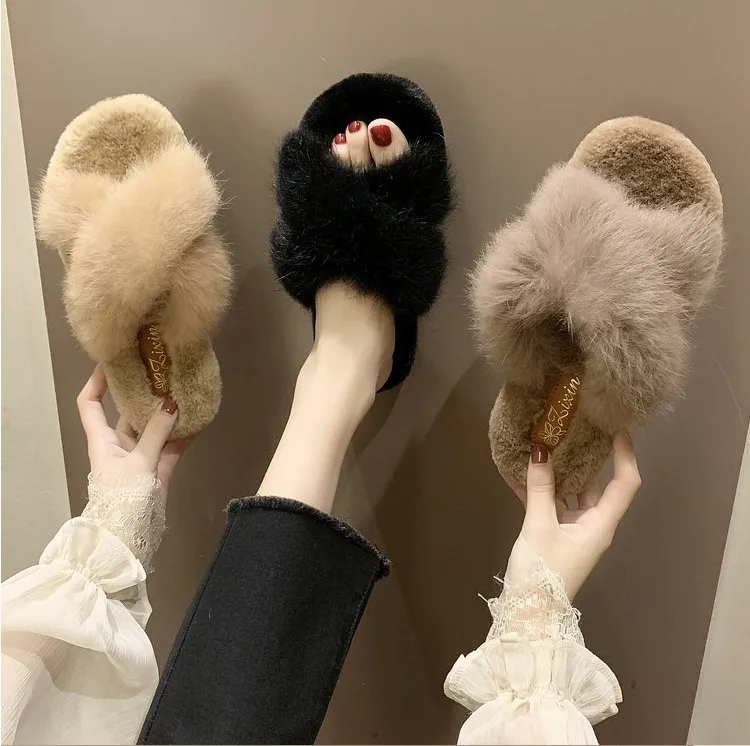 Natural Sheepskin Winter Warm Fur Slippers Women Home Shoes Indoor Slipper Luxury Wool Slippers Woman Casual Slippers