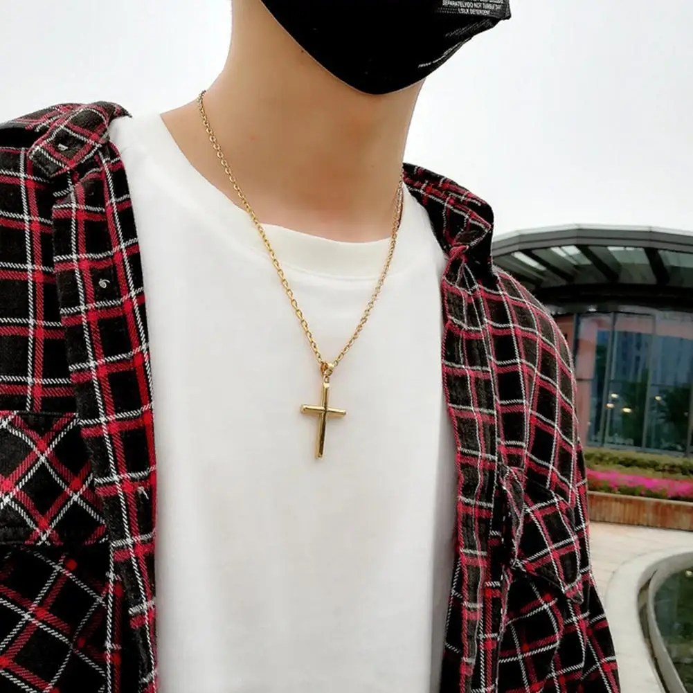 Новый Панк Винтаж простой: золото серебро крест ожерелье с подвеской унисекс рок