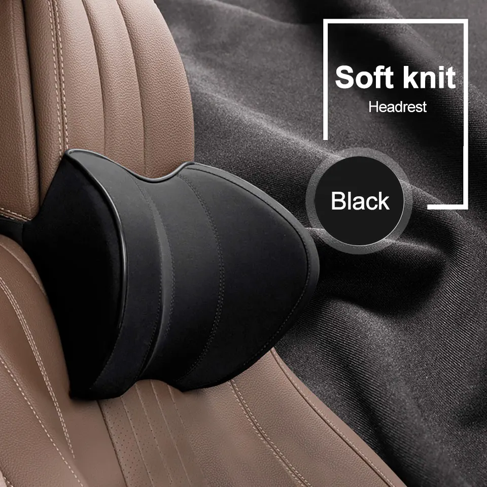 Blackcloth Автомобильное u-образное сидение, подушка с памятью, подголовник, поясничная опора для комфортного универсального автомобиля, красный/бежевый/кофейный/черный, для вождения и путешествий - Цвет: Blackcloth