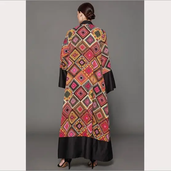 

Muslim Abaya Print Maxi Dress Cardigan Kimono Long Robe Gowns Loose Style Tunic Musulmane Dubai Middle East Islamic Clothing