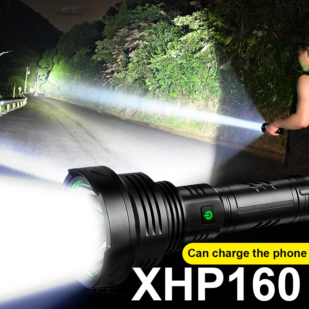 2021newest xhp160 most powerful led flashlight torch light rechargeable tactical flash light 18650 xhp90 hunting usb led lantern free global shipping