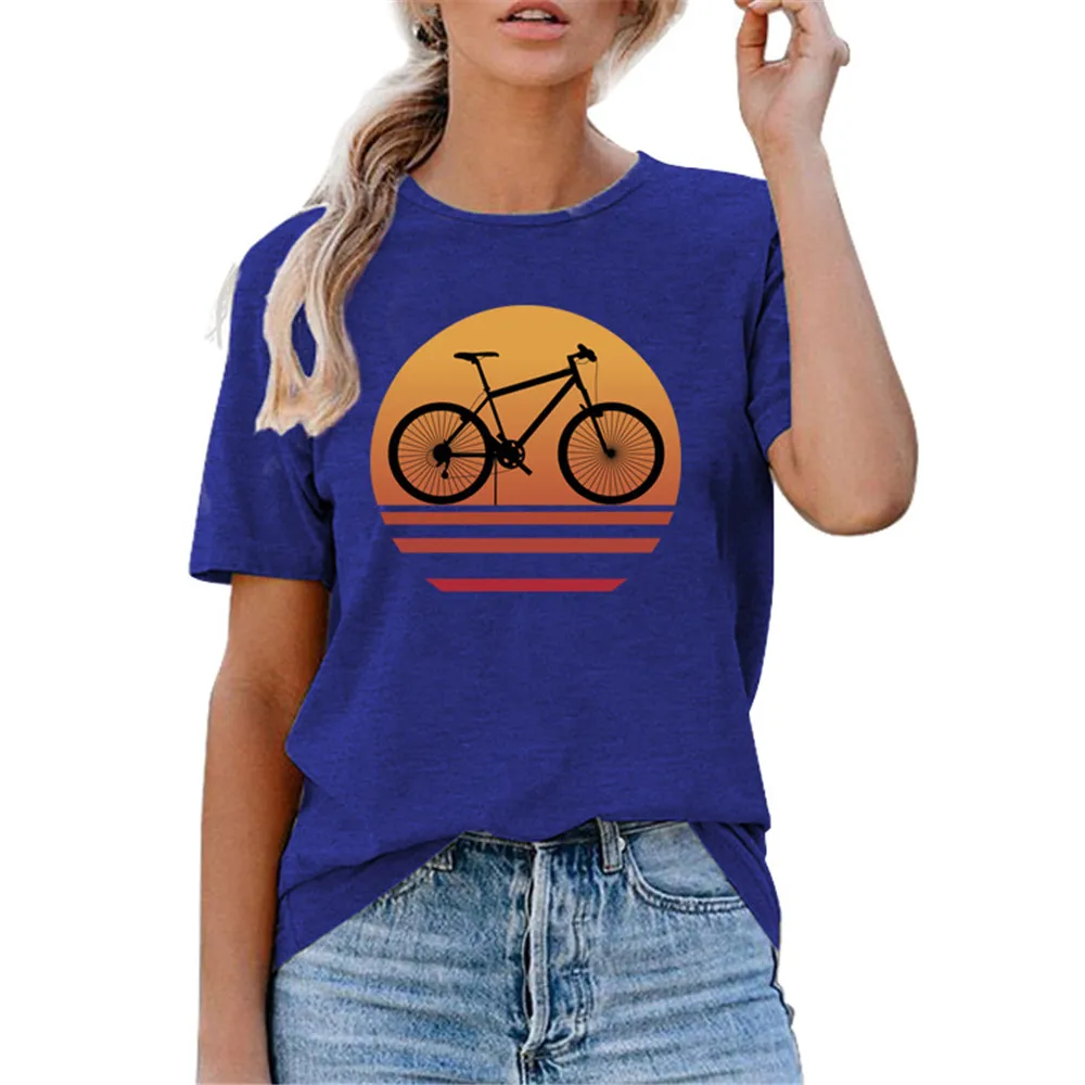 Велосипедные блузки с оранжевым принтом солнца женские модные большого размера