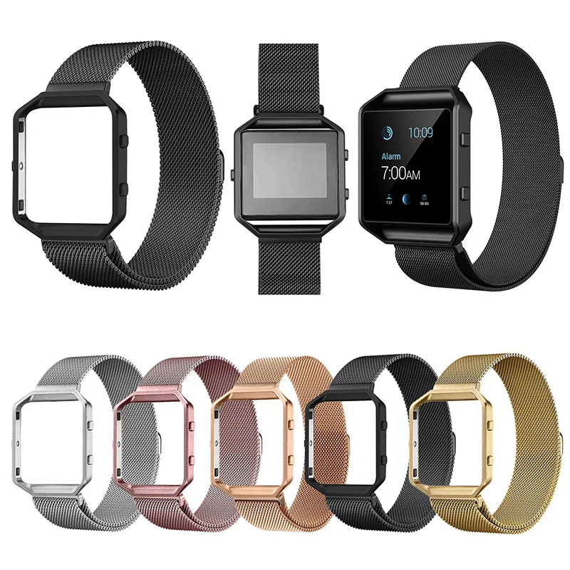 Магнитный замок сетка петля ремешок браслет с металлической рамкой для FitbitBlaze